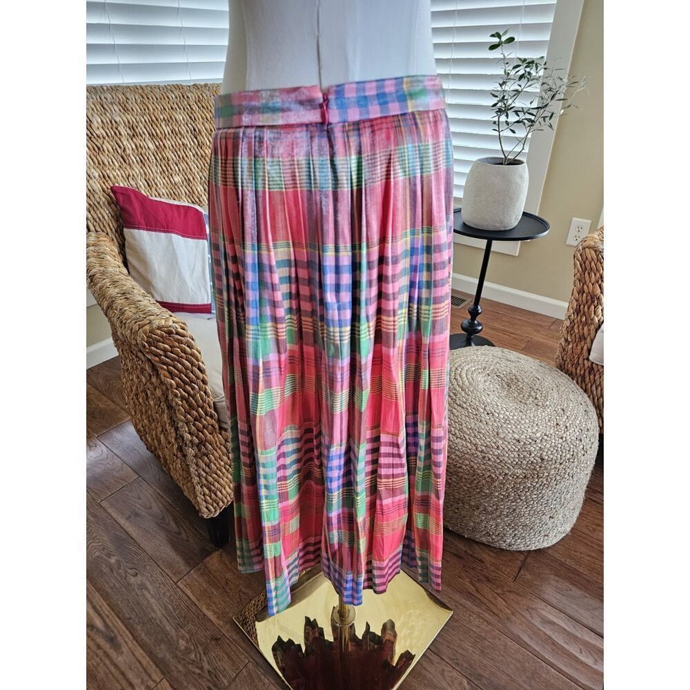 J. Crew Shimmering Madras Plaid A-Line Midi Skirt Women's Size 6 - Picture 3 of 11